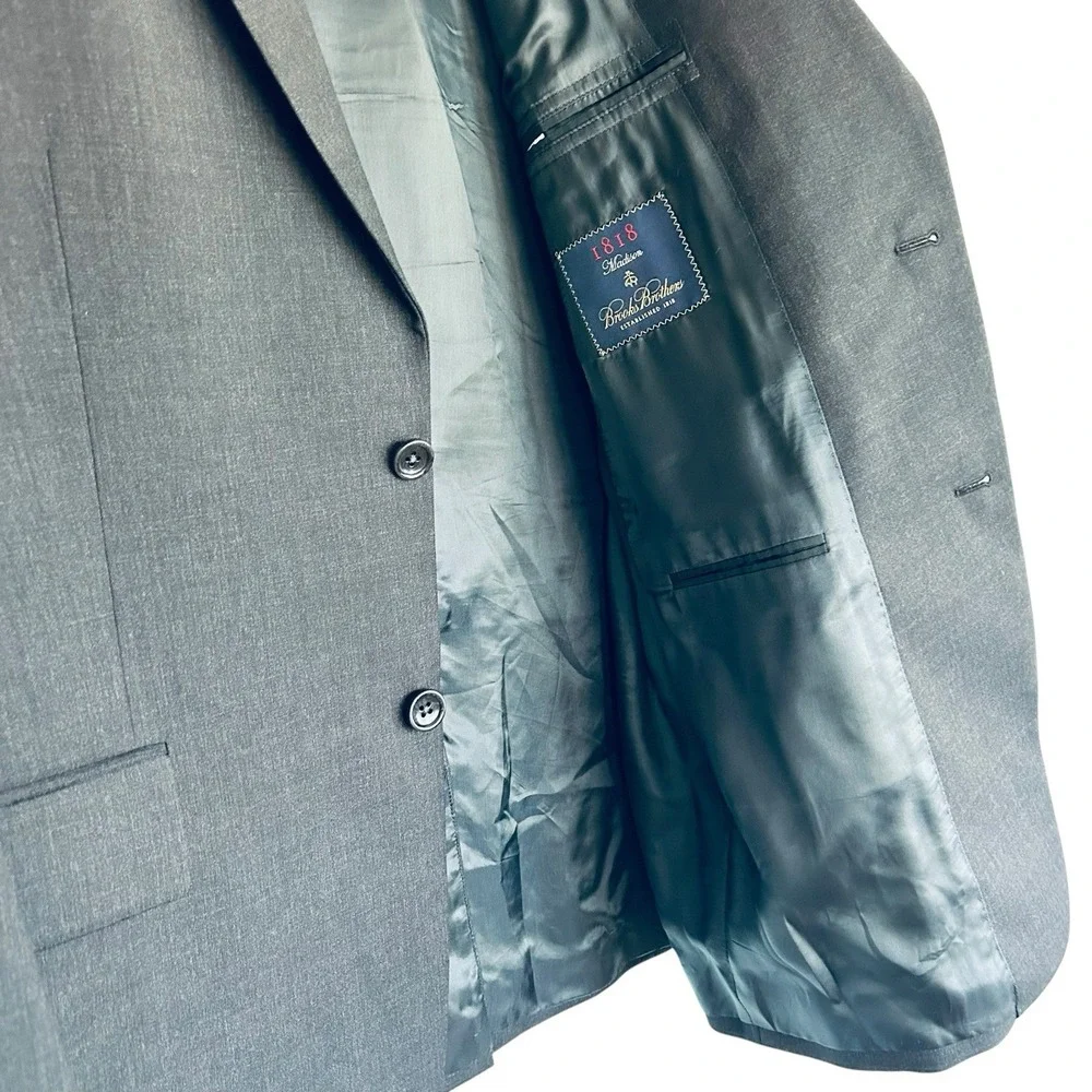 Brooks Brothers 1818 Madison Charcoal Blazer 42L Italy Trabaldo Togna Wool